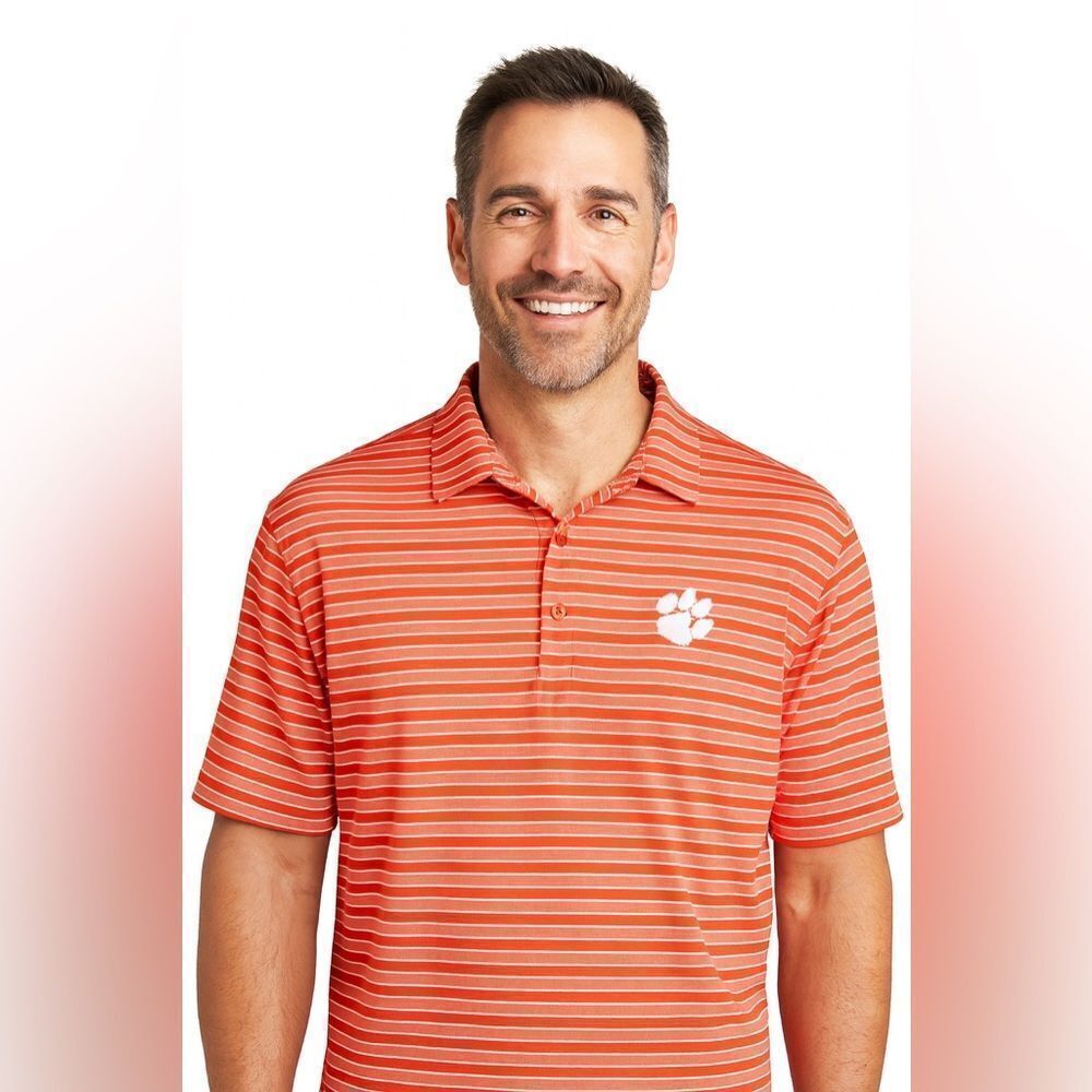 Clemson Tigers Golf Striped Polo Shirt